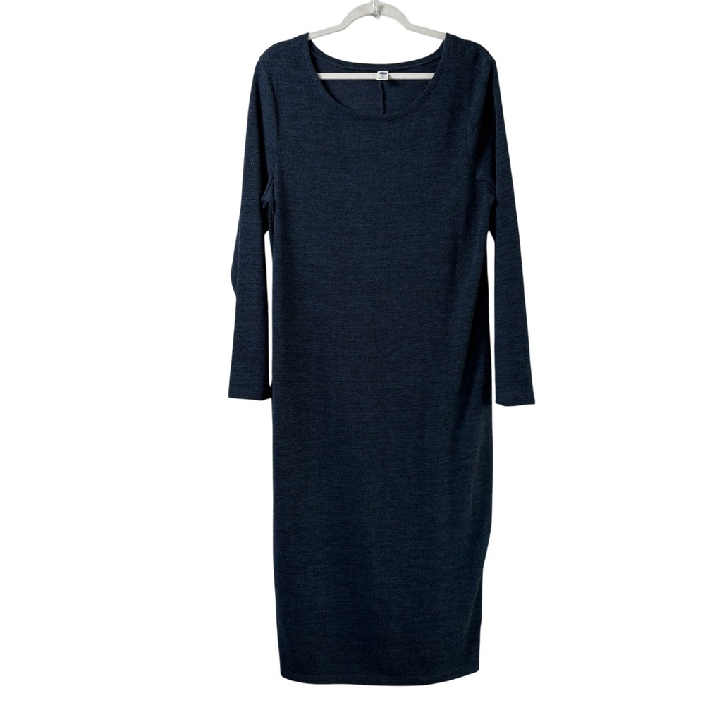 Old Navy Sweater Midi Dress Size XL Navy Blue Long Sleeve Pullover‎ Stretch
